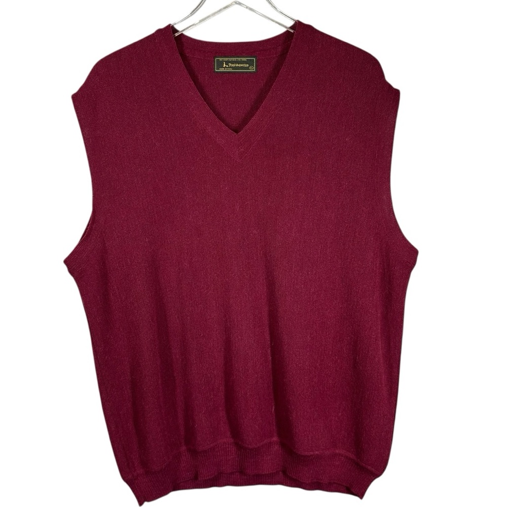 PERU UNLIMITED Men's XL Maroon Baby Alpaca V-Neck Sweater Vest